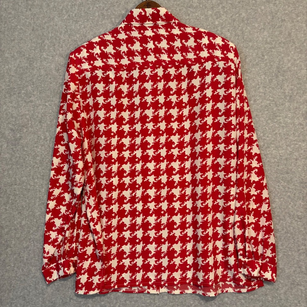 Vintage 80s Da-Rue of California Red Houndstooth Blouse Women's 16‎ Button Down - Picture 4 of 7